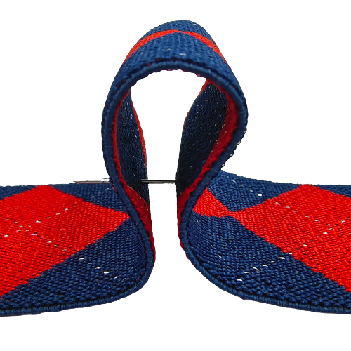 2 Meter | Blue-Red Classic Design Metallic Lurex Elastic