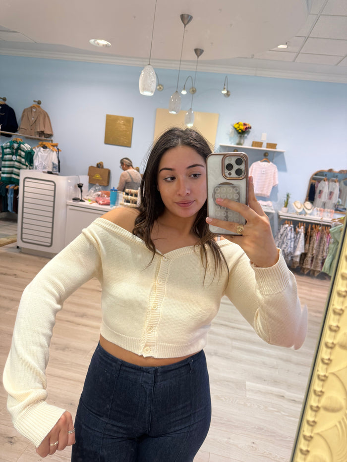 off the shoulder cardigan