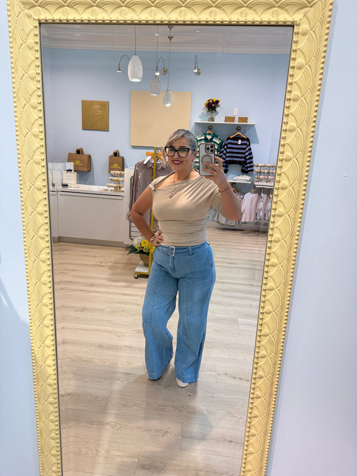denim belted jeans
