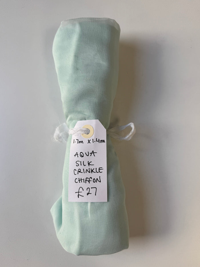 Aqua Silk Crinkle Chiffon Remnant