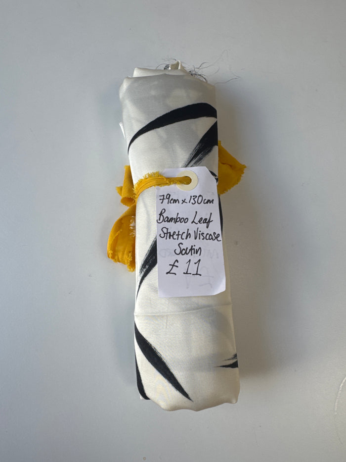 Bamboo Leaf Stretch Viscose Satin Remnant