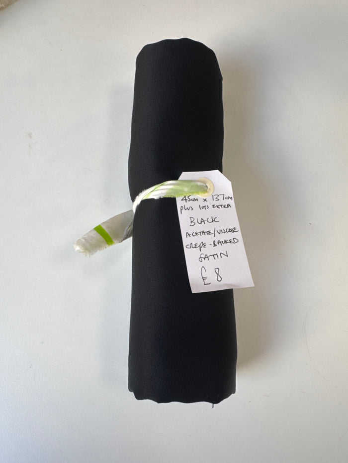 Black Crepe Back Satin Remnant