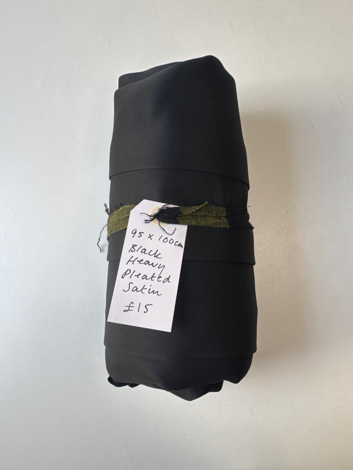 Black Heavy Pleated Satin Remnant
