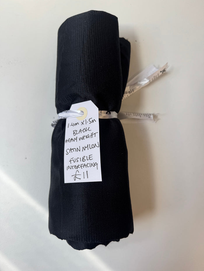 Black Heavyweight Satin Nylon Fusible Interfacing Remnant