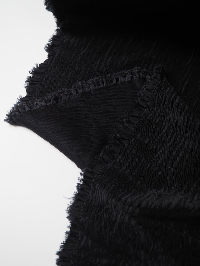 Black Plissé Cupro Cloqué