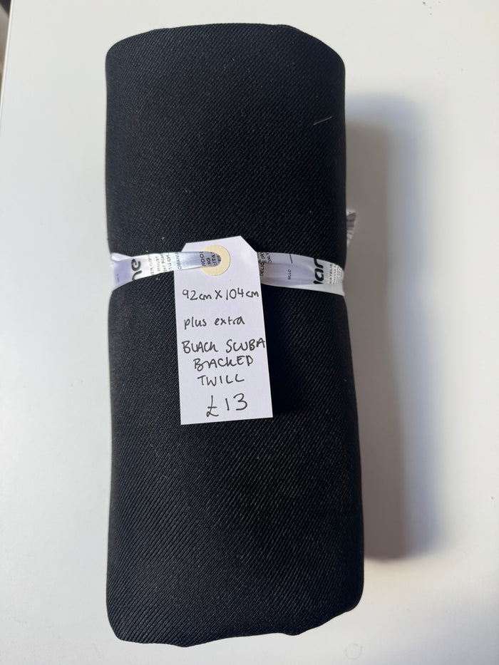 Black Scuba Backed Twill Remnant
