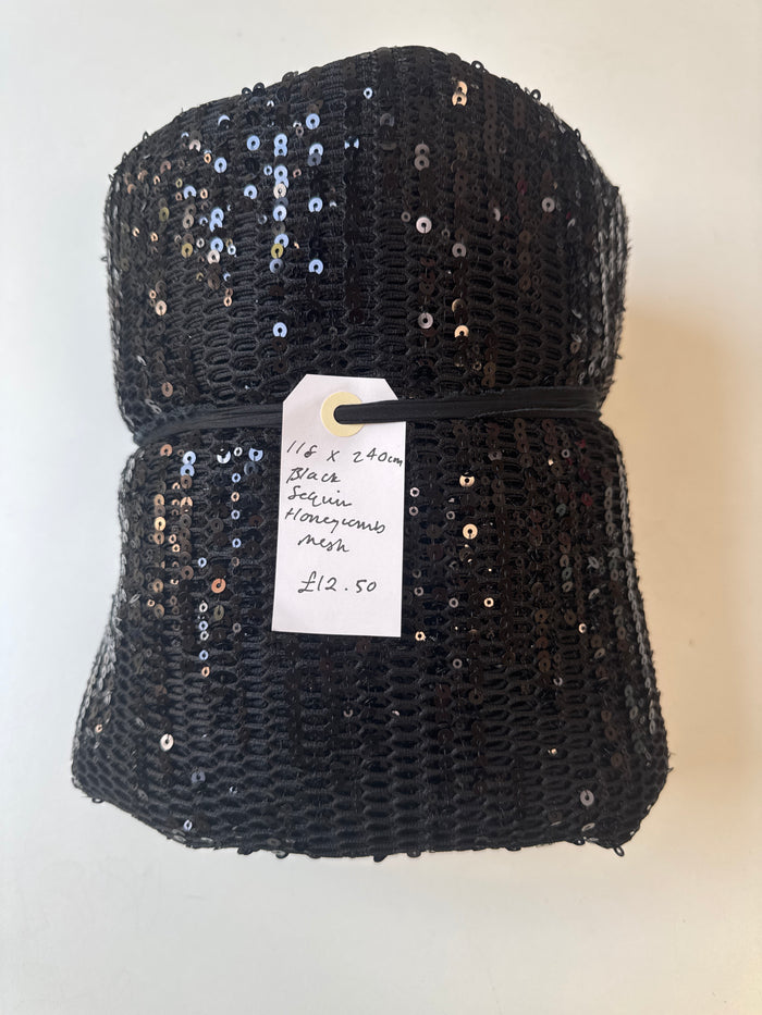 Black Sequin Honeycomb Mesh Remnant