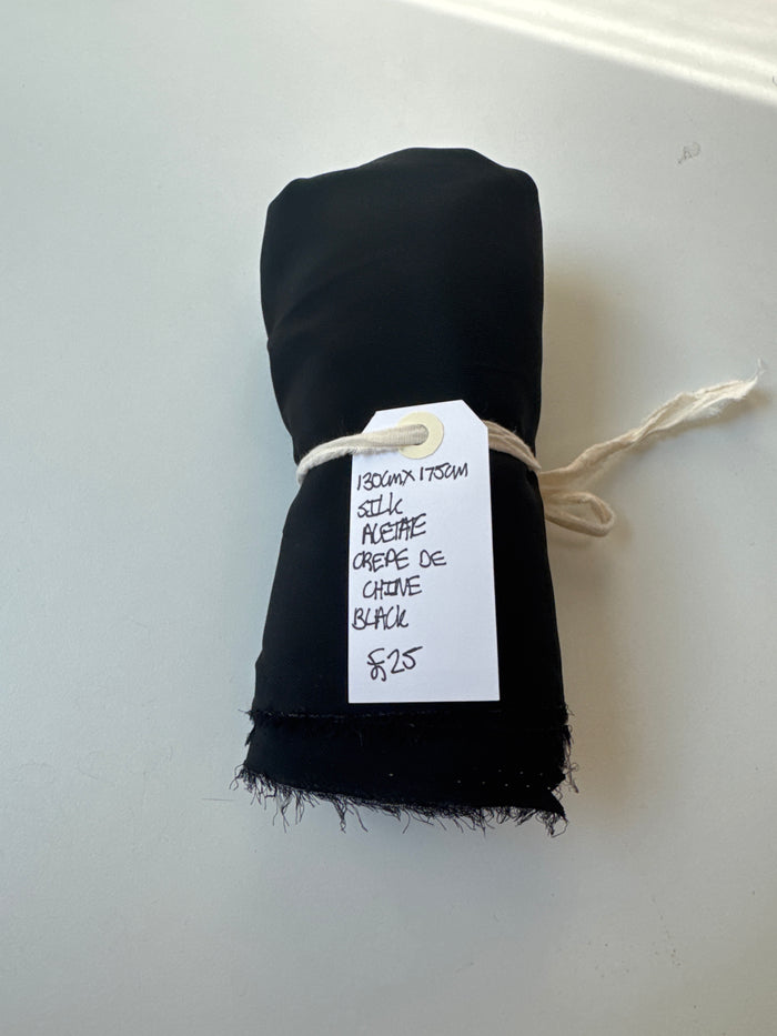 Black Silk/Acetate Crepe de Chine Remnant
