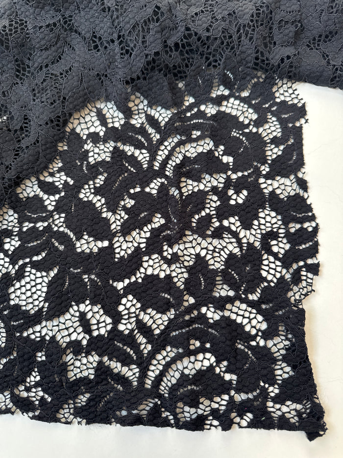 Black Stretch Leafy Lace Remnant