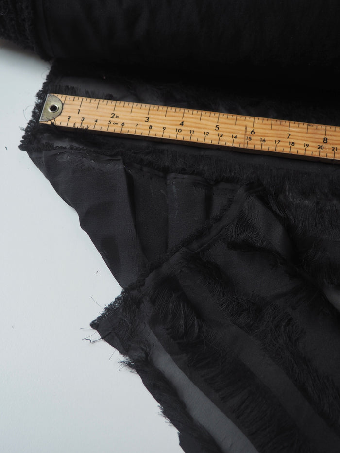 Black Stripe Fringe Chiffon
