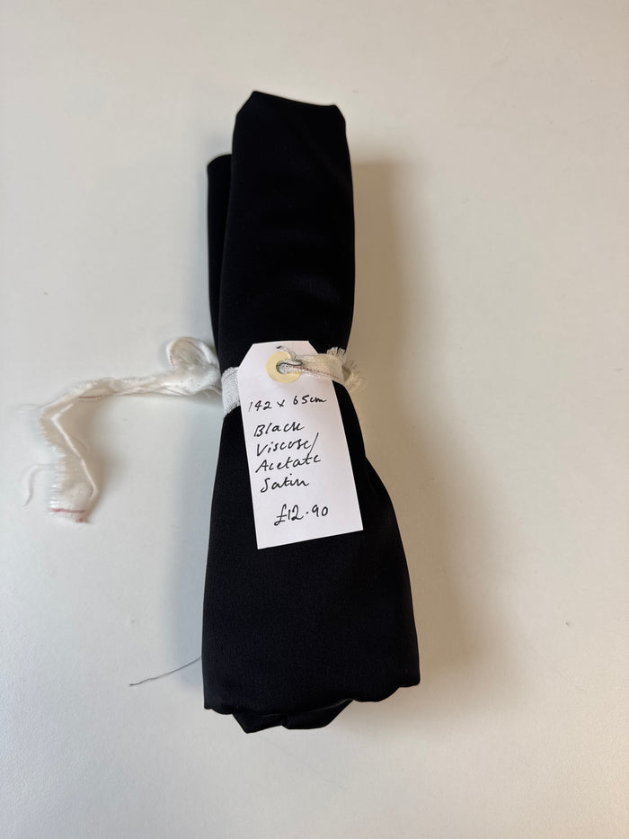 Black Viscose/Acetate Satin Remnant