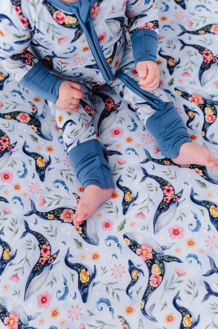 Blooming Whales Crib Sheet