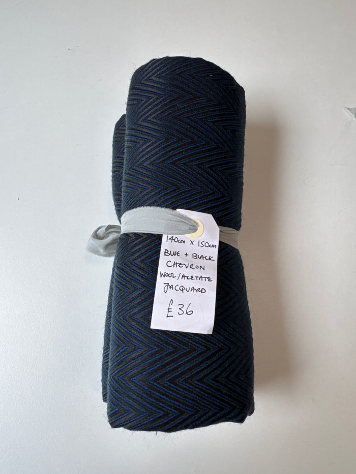 Blue + Black Chevron Wool/Acetate Remnant