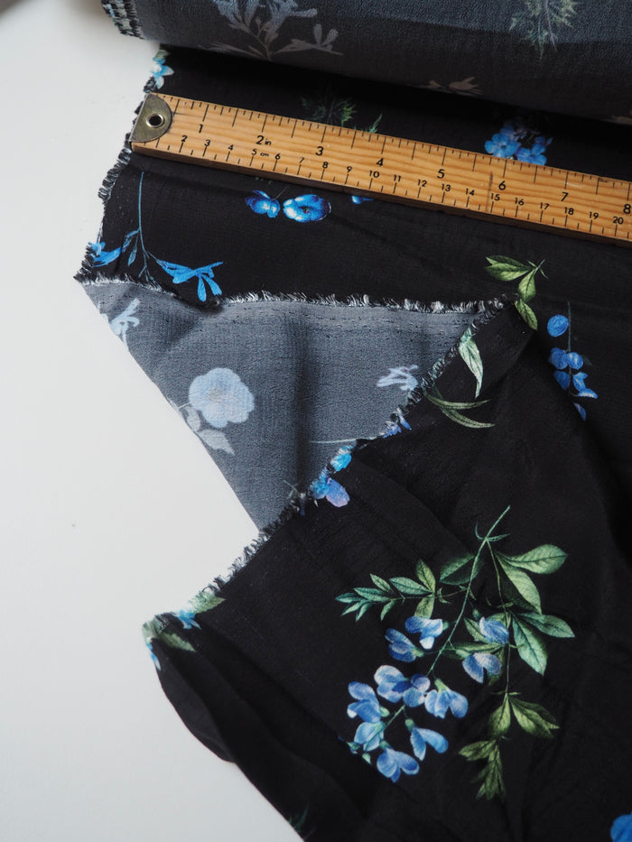 Blue Floral Viscose Crepe