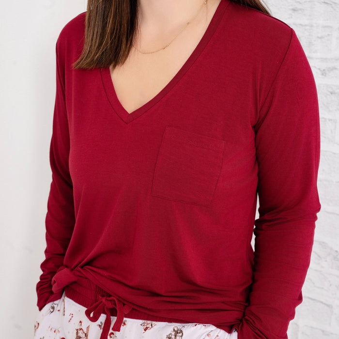 Burgundy Women's Long Sleeve Shirt - Jammie Session