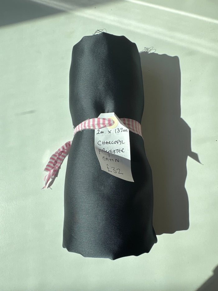 Charcoal Polyester Satin Remnant