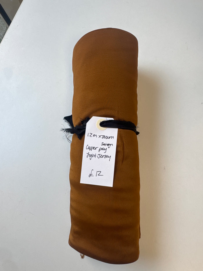 Copper Sateen Poly Light Jersey Remnant