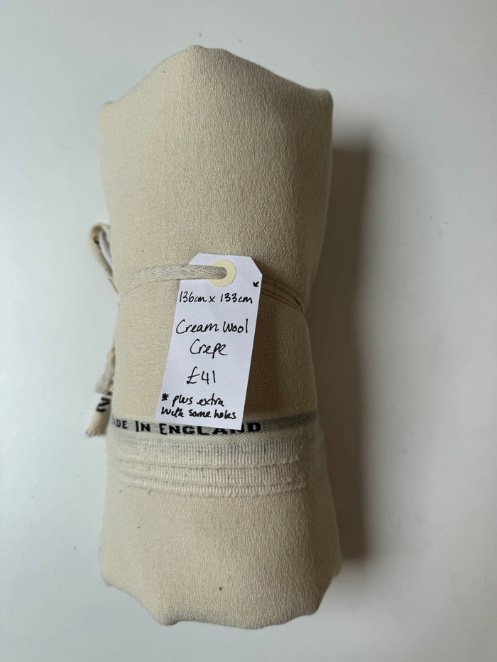 Cream Wool Crepe Remnant