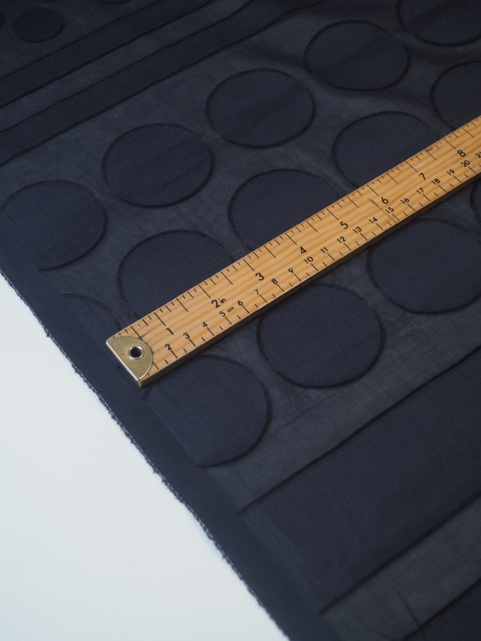 Dark Blue Dot + Stripe Burnout Sheer Viscose