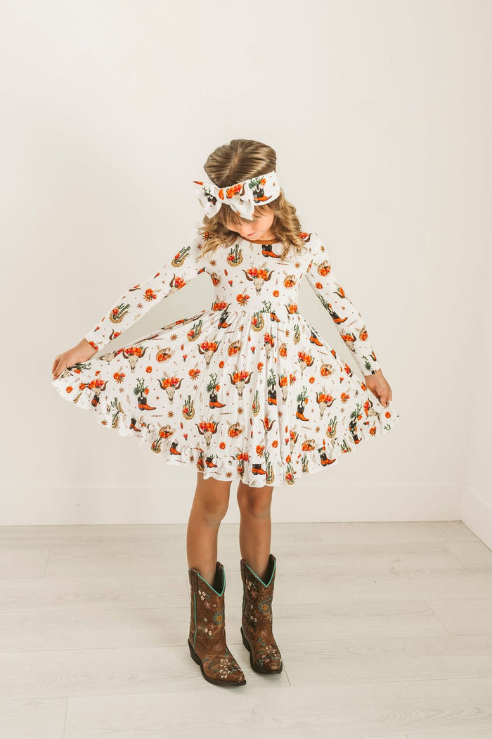 Desert Dreams Long Sleeve Big Kid Twirl Dress - Jammie Session
