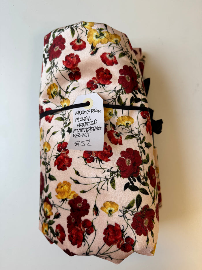 Floral Printed Furnishing Velvet Remnant