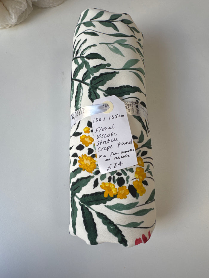 Floral Viscose Stretch Crepe Panel Remnant