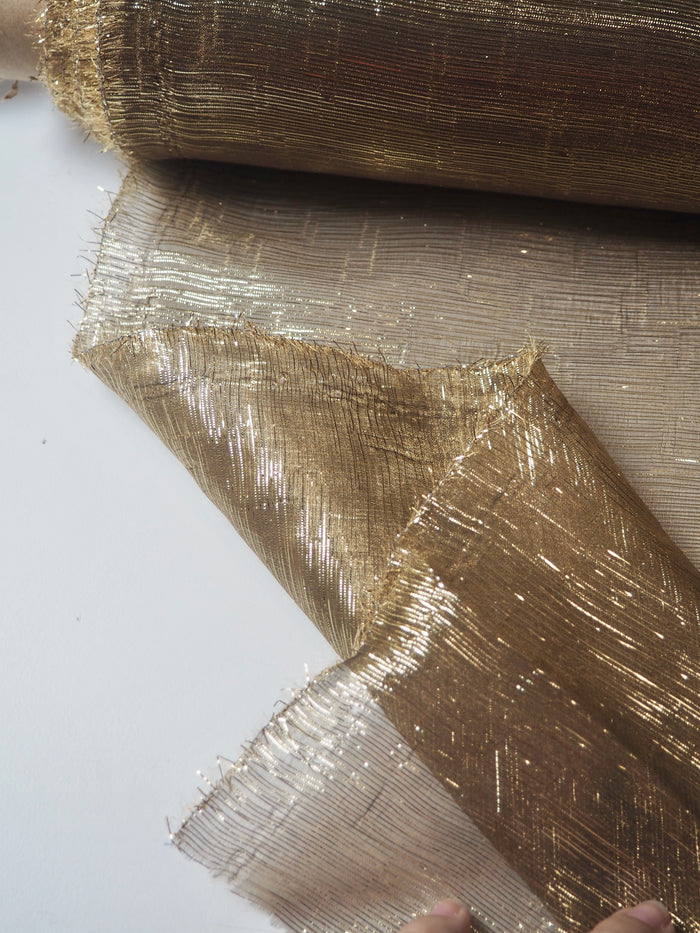 Gold Metallic Stripe Double Organza
