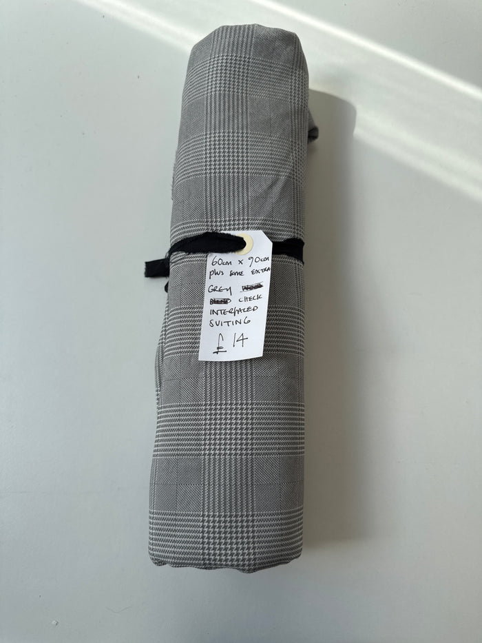 Grey Check Interfaced Suiting Remnant