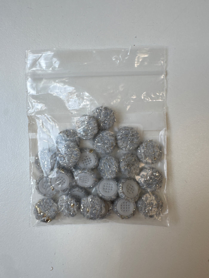 Grey Lurex Boucle Fabric Covered Buttons 13mm x25