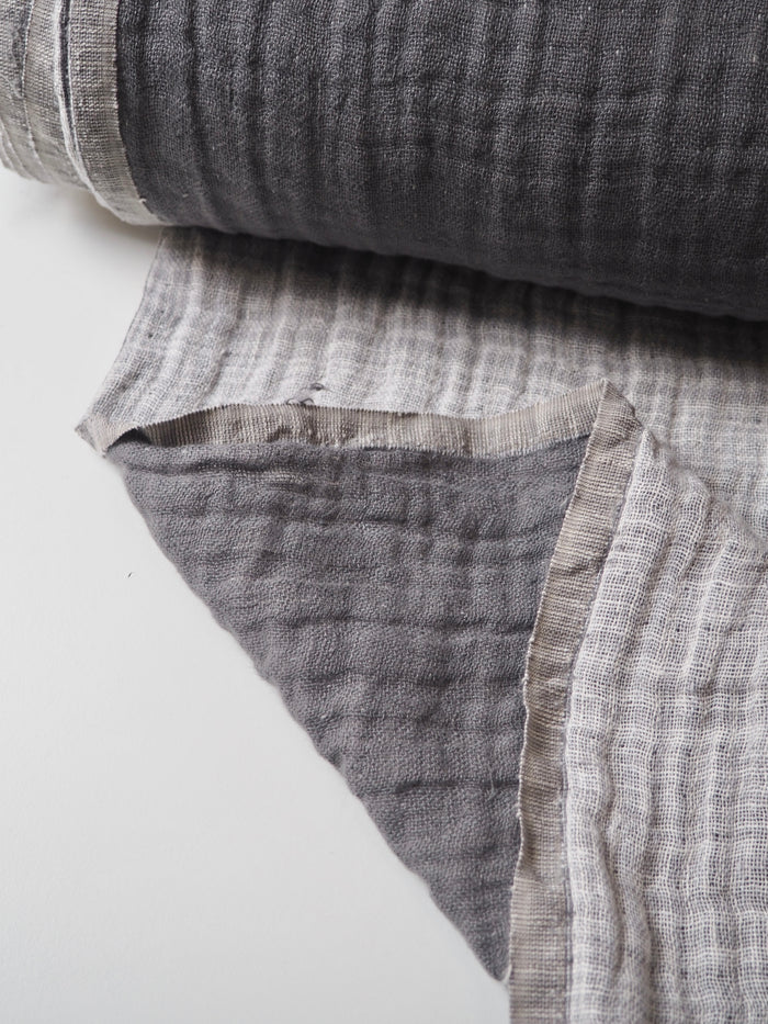 Grey + White Double Faced Linen