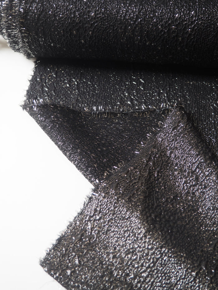 Gunmetal Metallic Textured Silk Jacquard
