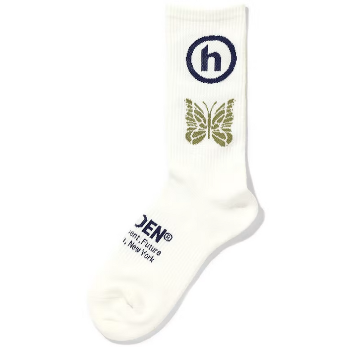 Hidden NY x Needles Jacquard Socks White Blue Khaki