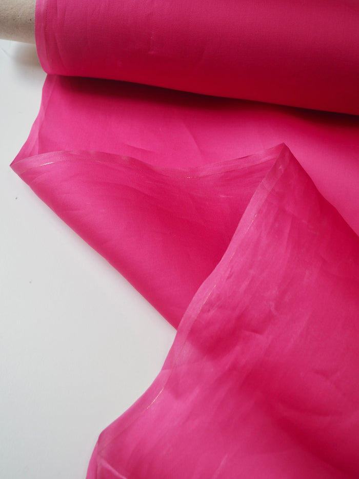 Hot Pink Silk Satin Organza