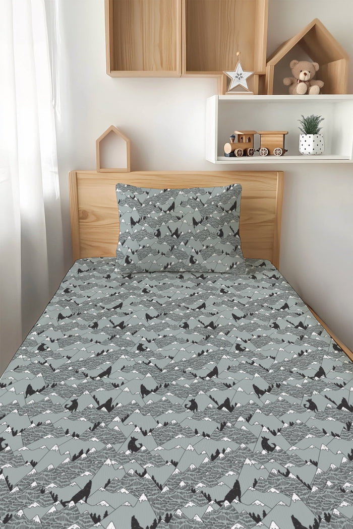 Howling Hills (Mountain) Twin Fitted Sheet and Pillowcase Set - Jammie Session