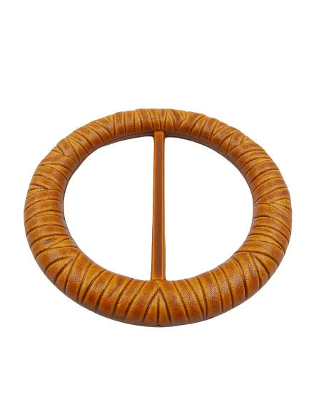 Ani Accessories imitation raffia adjustable buckle flat angle view to better clarity of the thickness of the buckle.