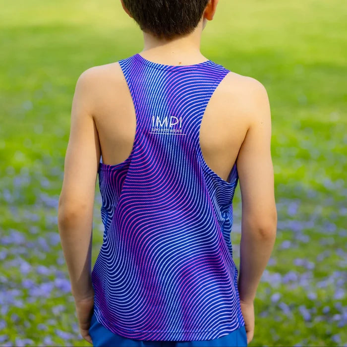 IMPI Boys Race Back Singlet - Blue Mirage