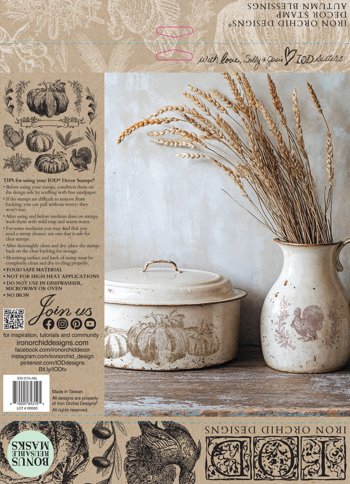 IOD Autumn Blessings 12×12 DECOR STAMP