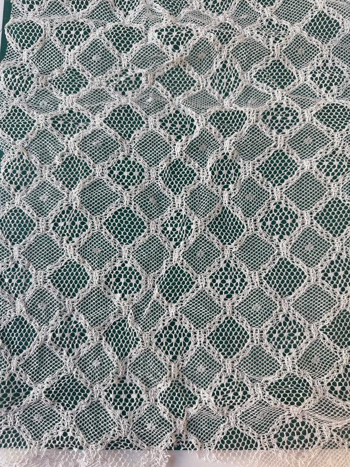 Ivory Diamond Net Corded Lace Remnant