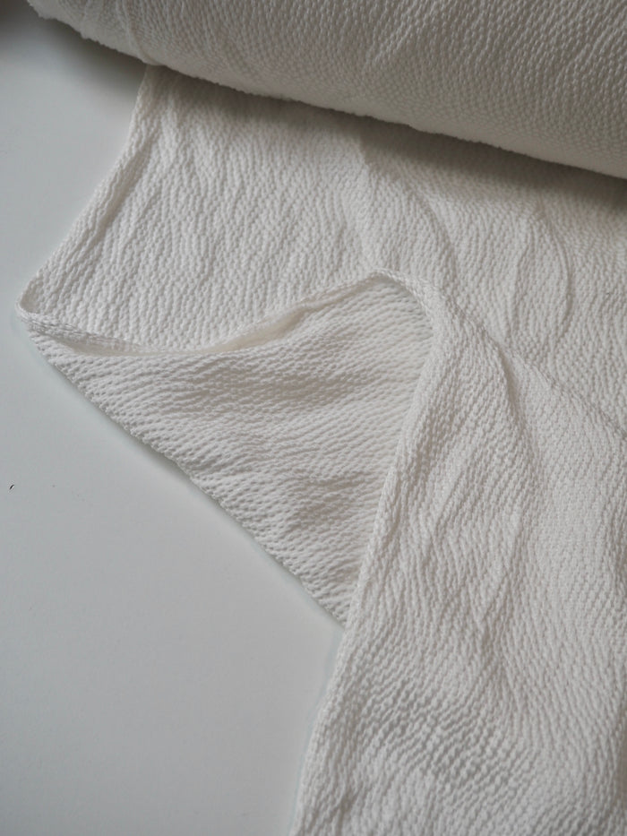 Ivory Seersucker Silk Satin
