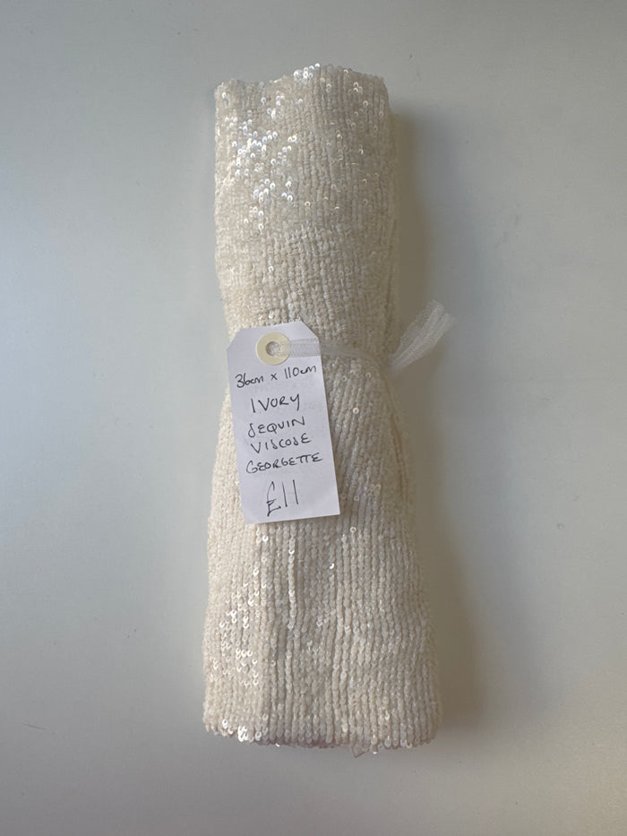 Ivory Sequin Viscose Georgette Remnant