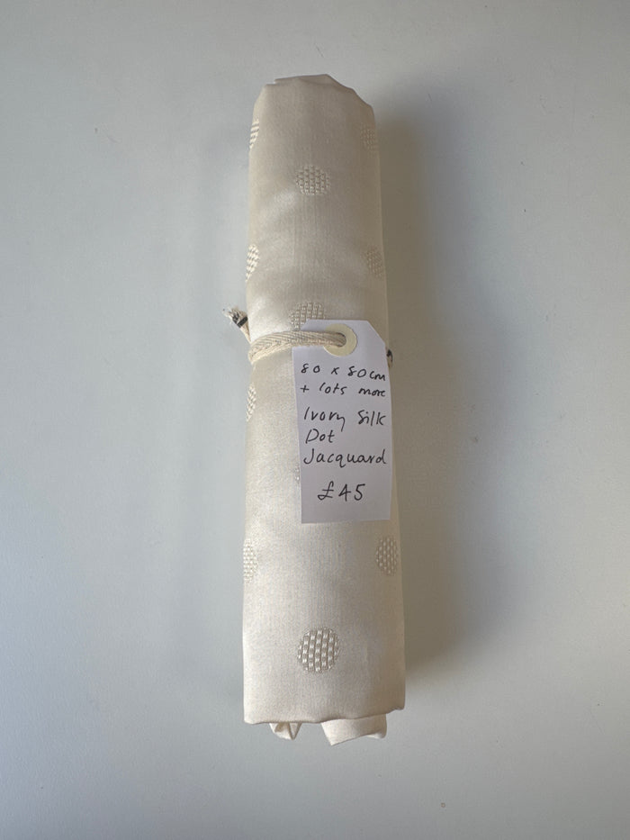Ivory Silk Dot Jacquard Remnant