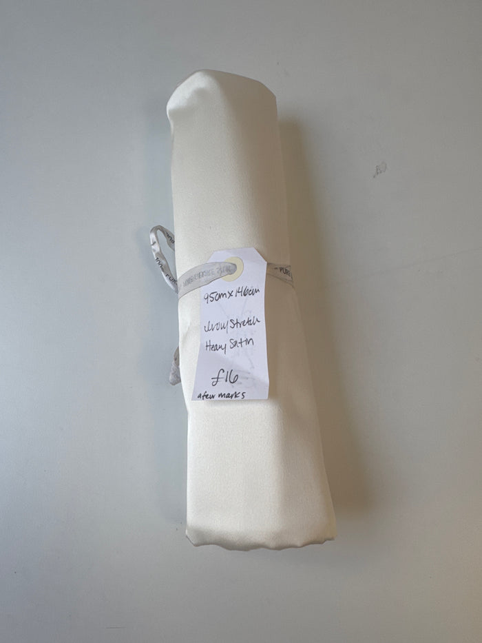 Ivory Stretch Heavy Satin Remnant