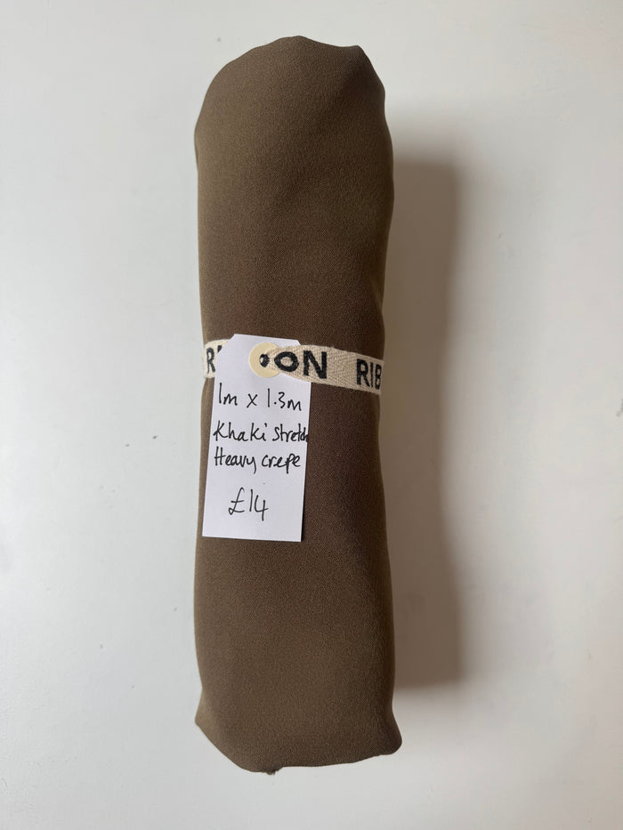 Khaki Stretch Heavy Crepe Remnant