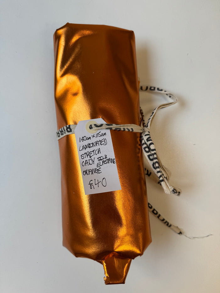 Laminated Stretch Silk Elastane Orange Cady Remnant