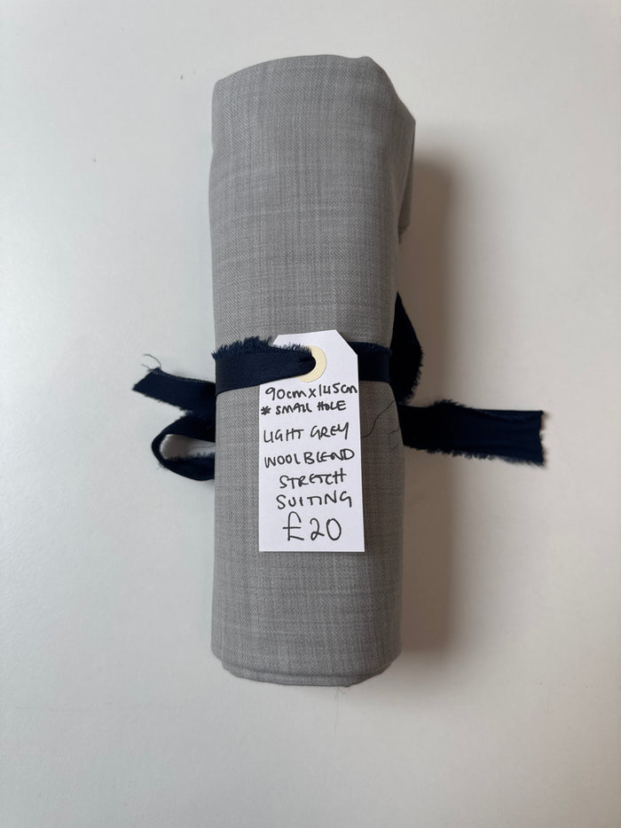 Light Grey Wool Blend Stretch Suiting Remnant