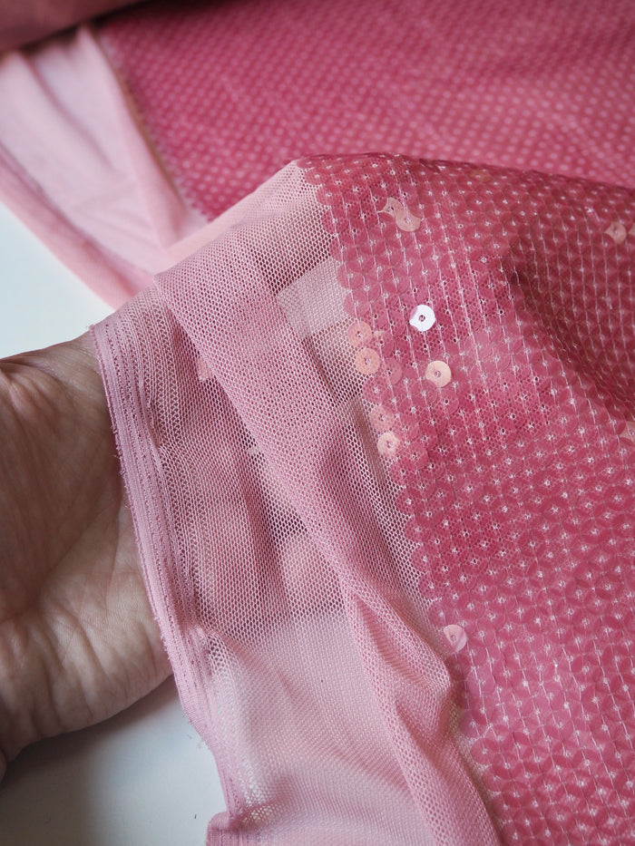 Light Pink Translucent Sequin Stretch Mesh