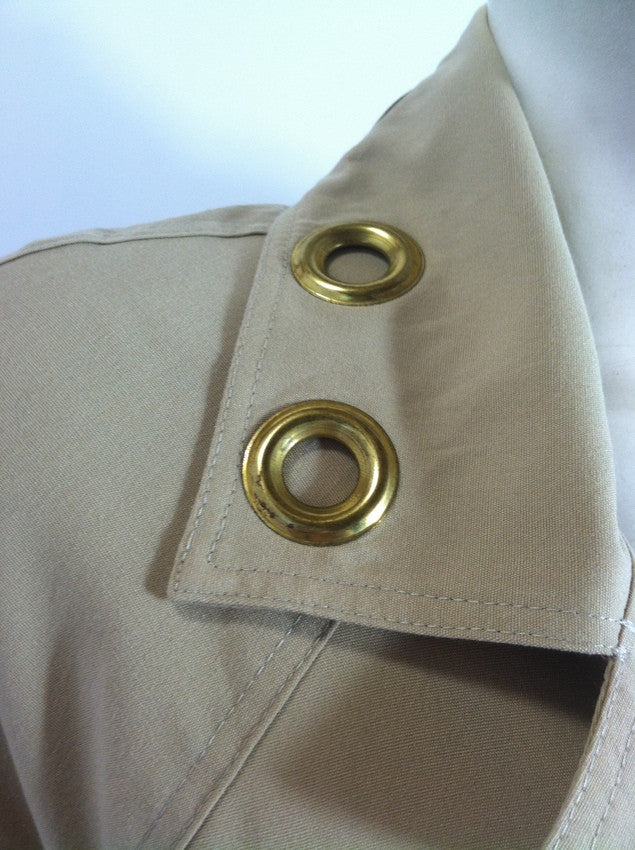 Mega Grommet Trimmed Khaki A-Line Dress circa 1980s
