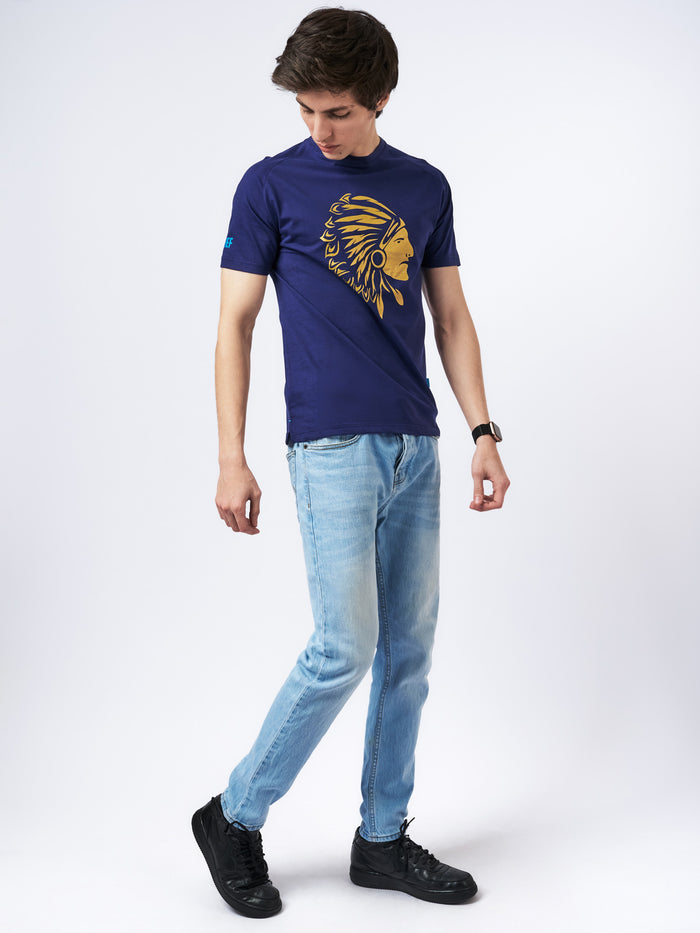 Men's Embossed Graphic T-Shirt Blue