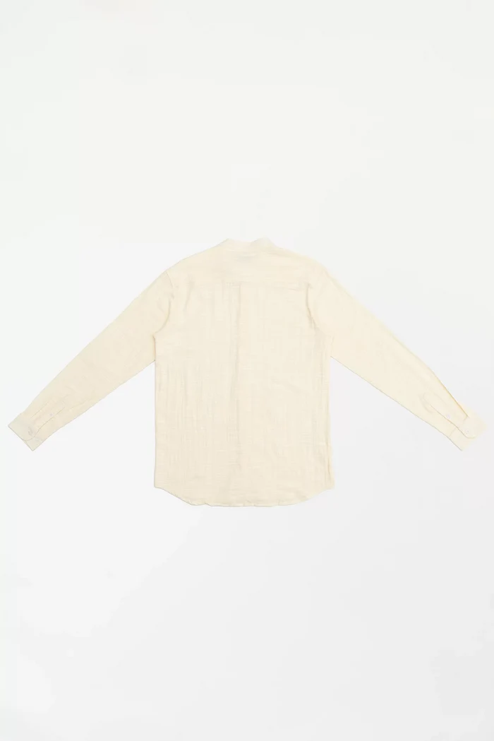 Men's Textured Button-Up Shirt Cream
