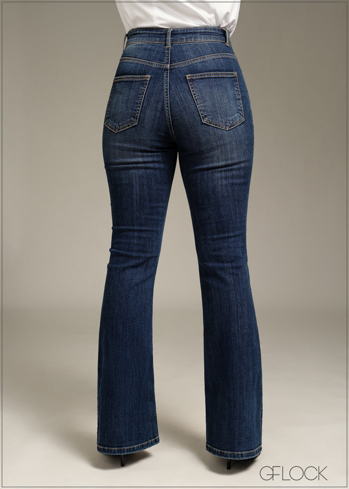 Mid Wash Bootcut Jean - Short Length - 170126